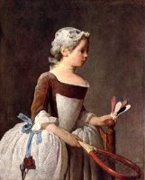 Girl with a Featherball Racket by Jean-Baptiste Simeon Chardin