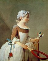 Girl With Racket And Shuttlecock by Jean-Baptiste Simeon Chardin