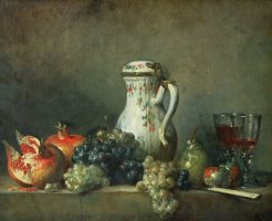 Still Life with Grapes and Pomegranates by Jean-Baptiste Simeon Chardin