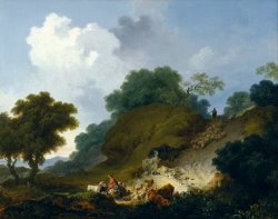 Landscape with Shepherds And Flock of Sheep by Jean Honore Fragonard