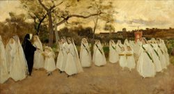 Procession of Schoolgirls by Joaquim Vayreda