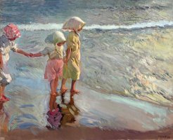 Las Tres Hermanas En La Playa by Joaquin Sorolla y Bastida