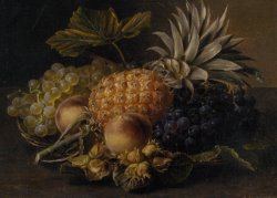 Fruit And Hazlenuts in a Basket by Johan Laurentz Jensen