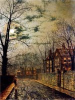 A Moonlit Road by John Atkinson Grimshaw