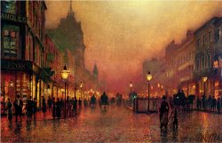 A Street at Night by John Atkinson Grimshaw
