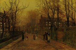 A Village Street on Sunday Eve by John Atkinson Grimshaw