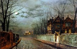 Old English House Moonlight After Rain 1883 by John Atkinson Grimshaw