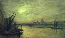 The Thames by Moonlight with Southwark Bridge by John Atkinson Grimshaw