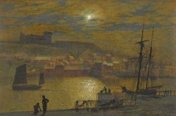 Whitby From Scotch Head, Moonlight on The Esk by John Atkinson Grimshaw