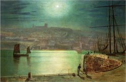 Whitby Harbour by Moonlight 1870 by John Atkinson Grimshaw