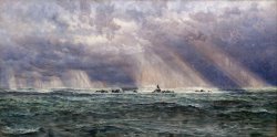 A North West Gale Off The Longships Lighthouse by John Brett