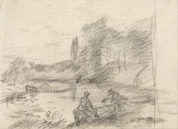 Two Figures by a River by John Constable