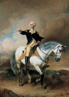 Portrait Of George Washington Taking The Salute At Trenton by John Faed