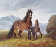 A Welsh Mountain Mare and Foal by John Frederick Herring Snr