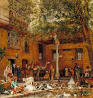 Study for 'the Courtyard of The Coptic Patriarch's House in Cairo' by John Frederick Lewis