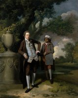 A Young Man with His Indian Servant Holding a Portfolio by John Hamilton Mortimer