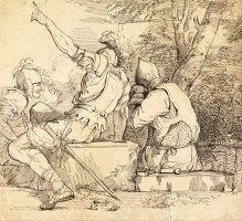 Three Soldiers in Armour Sitting on Stone Blocks by John Hamilton Mortimer
