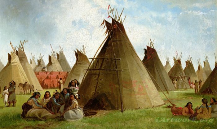 John Mix Stanley Prairie Indian Encampment Painting - iArtWork.org