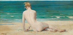 Nude Seated On The Shore by John Reinhard Weguelin