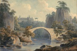 River Landscape with a Single Arched Bridge by John Warwick Smith