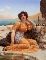 'with Violets Wreathed And Robe of Saffron Hue' by John William Godward