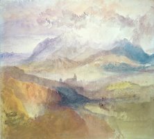 View Along An Alpine Valley Possibly The Val D'aosta by Joseph Mallord William Turner