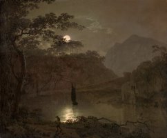 A Lake by Moonlight by Joseph Wright