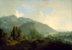 Italian Landscape with Mountains And a River by Joseph Wright