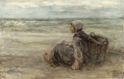 Vissersmeisje Op Het Strand by Jozef Israels