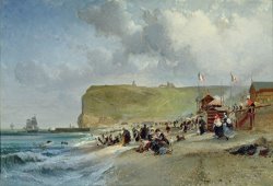 Crinolines on the Beach at Fecamp by Jules Achille Noel