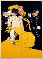 Poster of a Woman in a Yellow Dress by Jules Alexandre Grun