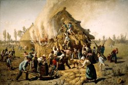 Fire in a Haystack by Jules Breton