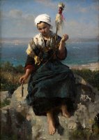 The Flax Spinner by Jules Breton