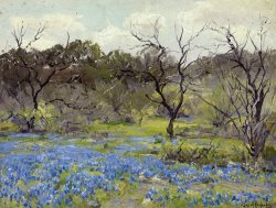 Early Spring Bluebonnets And Mesquite by Julian Onderdonk