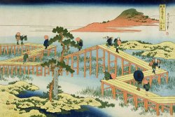 Eight Part Bridge, Province of Mucawa, Japan by Katsushika Hokusai
