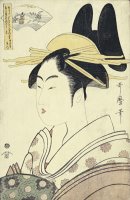 An Okubi E Portrait of a Courtesan Representing The Hagi Or Noji River by Kitagawa Utamaro