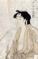 Woman Smoking a Pipe by Kitagawa Utamaro