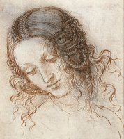 Leonardo Head Of Woman Drawing by Leonardo da Vinci