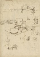 Polishing Machine Formed By Two Wheeled Carriage From Atlantic Codex by Leonardo da Vinci