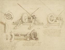 Winch Great Spring Catapult And Ladder From Atlantic Codex by Leonardo da Vinci