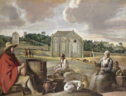 Peasants in a Landscape by Louis Le Nain