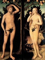 Adam And Eve in The Garden of Eden by Lucas Cranach The Younger