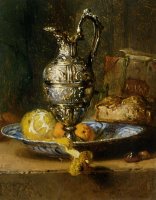 A Still Life with a Lemon, Oranges, Bread, And a Pitcher by Maria Vos