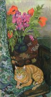Bouquet and a Cat by Marie Clementine Valadon