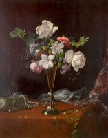 Mixed Flowers with a Box And Pearls by Martin Johnson Heade