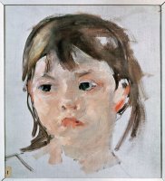 Head of a Young Girl (oil on Canvas) by Mary Cassatt