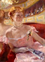 Woman with a Pearl Necklace in a Loge by Mary Cassatt