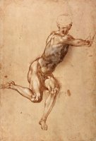 A Seated Male Nude Twisting Around C 1505 by Michelangelo Buonarroti