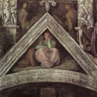 Ceiling Fresco of Creation in The Sistine Chapel Scene in Bezel Jesse by Michelangelo Buonarroti