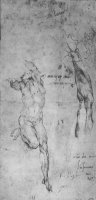 Male Nude And Arm of Bearded Man 1504 by Michelangelo Buonarroti